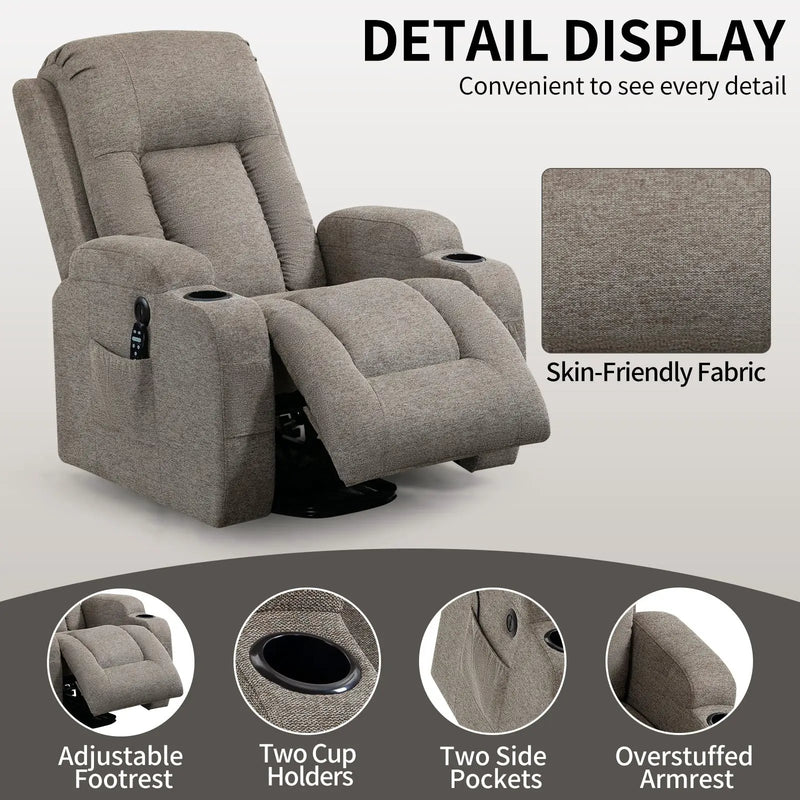 Power Lift Recliner Chair with Massage and Heat - ComfortMAX by HouseOfZazla