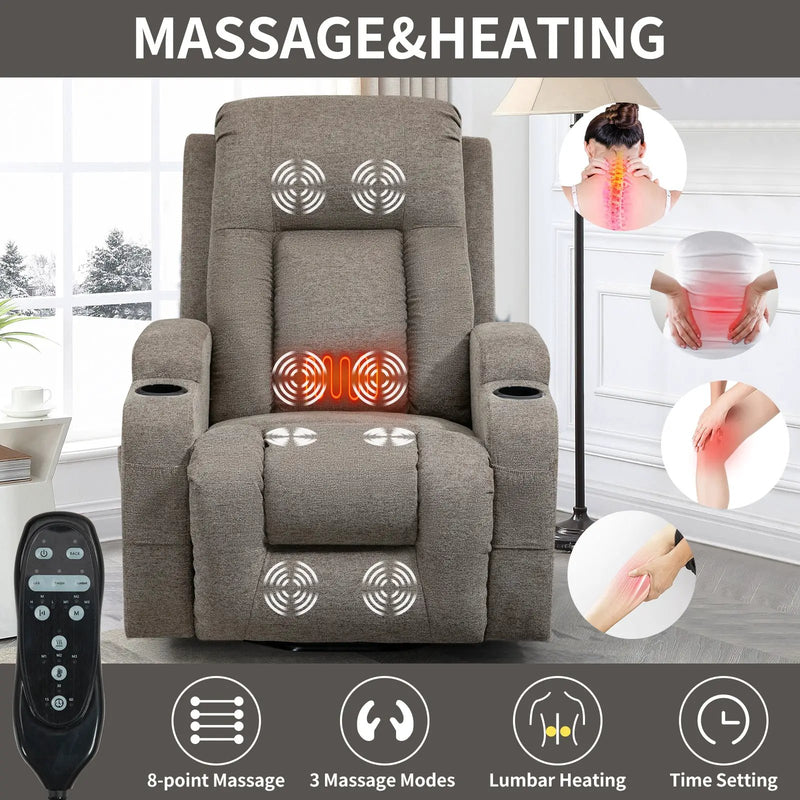 Power Lift Recliner Chair with Massage and Heat - ComfortMAX by HouseOfZazla