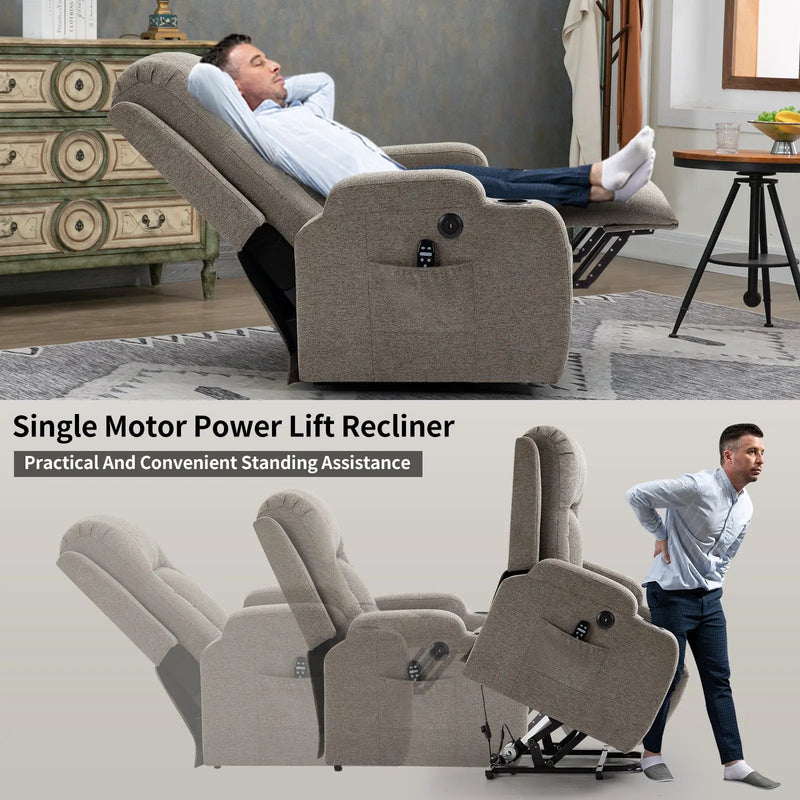 Power Lift Recliner Chair with Massage and Heat - ComfortMAX by HouseOfZazla