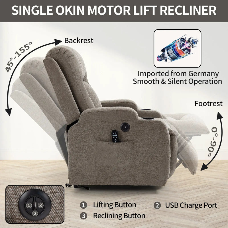 Power Lift Recliner Chair with Massage and Heat - ComfortMAX by HouseOfZazla