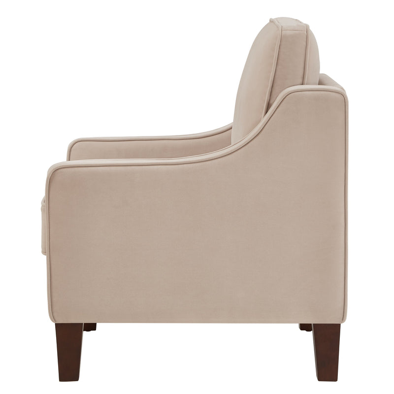 Modern Armchair, Living Room Single Seat Sofa Chair with Wooden Legs, Upholstered Velvet Accent Chair for Living Room, Bedroom, photo 5 of 10