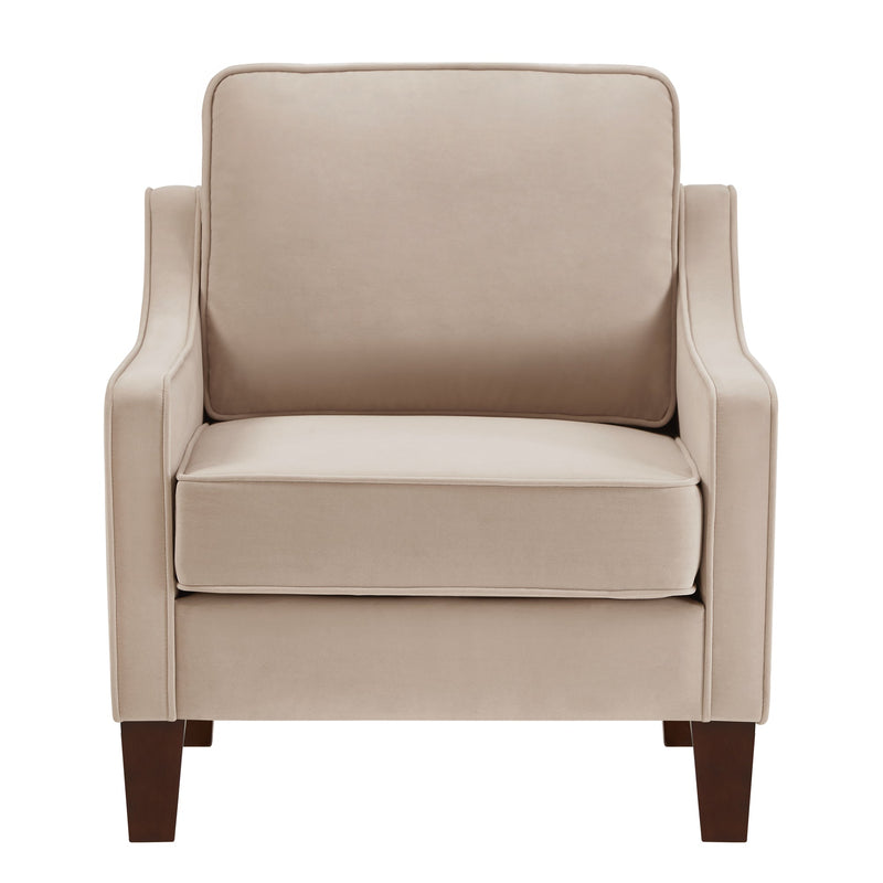 Modern Armchair, Living Room Single Seat Sofa Chair with Wooden Legs, Upholstered Velvet Accent Chair for Living Room, Bedroom, photo 3 of 10