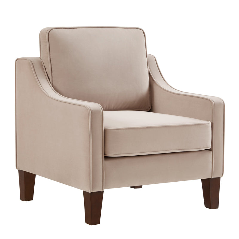 Modern Armchair, Living Room Single Seat Sofa Chair with Wooden Legs, Upholstered Velvet Accent Chair for Living Room, Bedroom, photo 4 of 10