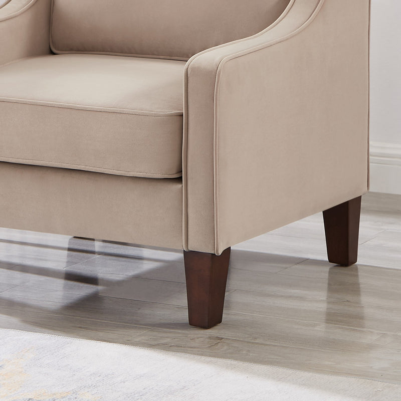 Modern Armchair, Living Room Single Seat Sofa Chair with Wooden Legs, Upholstered Velvet Accent Chair for Living Room, Bedroom, photo 8 of 10