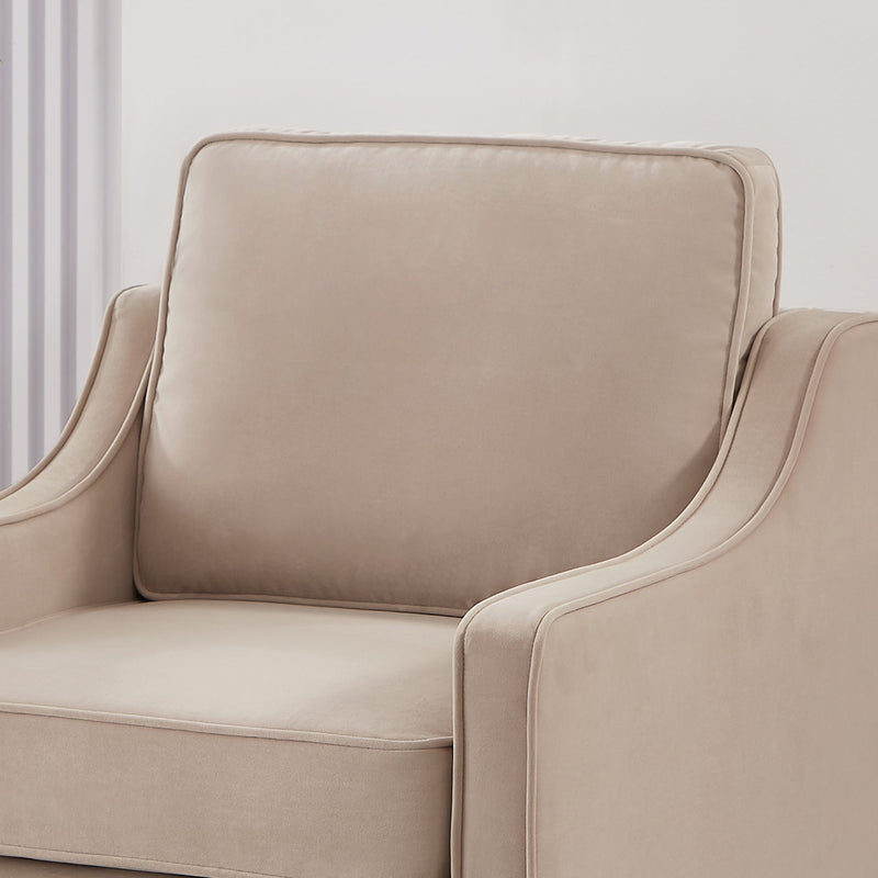Modern Armchair, Living Room Single Seat Sofa Chair with Wooden Legs, Upholstered Velvet Accent Chair for Living Room, Bedroom, photo 7 of 10