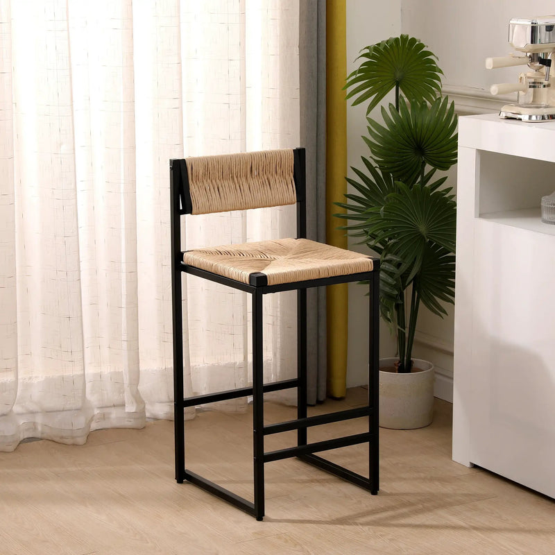 Honey Bar Stools Set of 2 - Paper Rope Weave Dining Chairs by HouseOfZazla