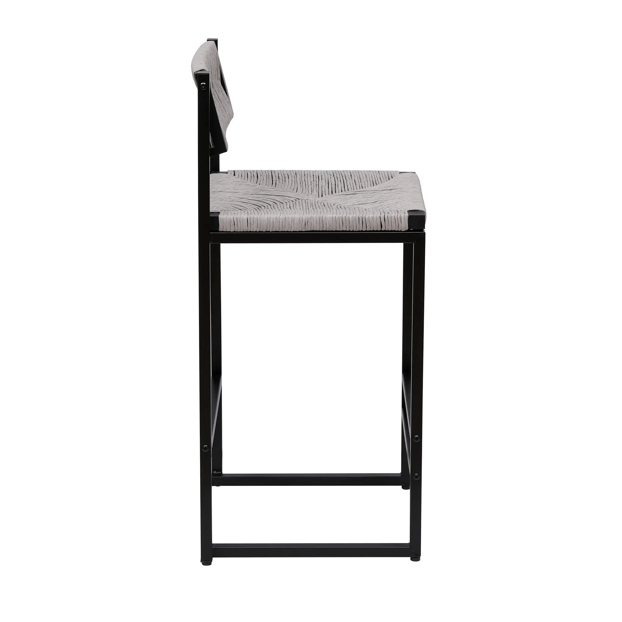 Gray Set of 2 Hand Weave Bar Stools with Back by HouseOfZazla