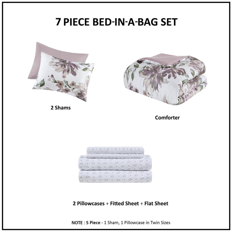Queen Floral Comforter Set with Bed Sheets, photo 4 of 10