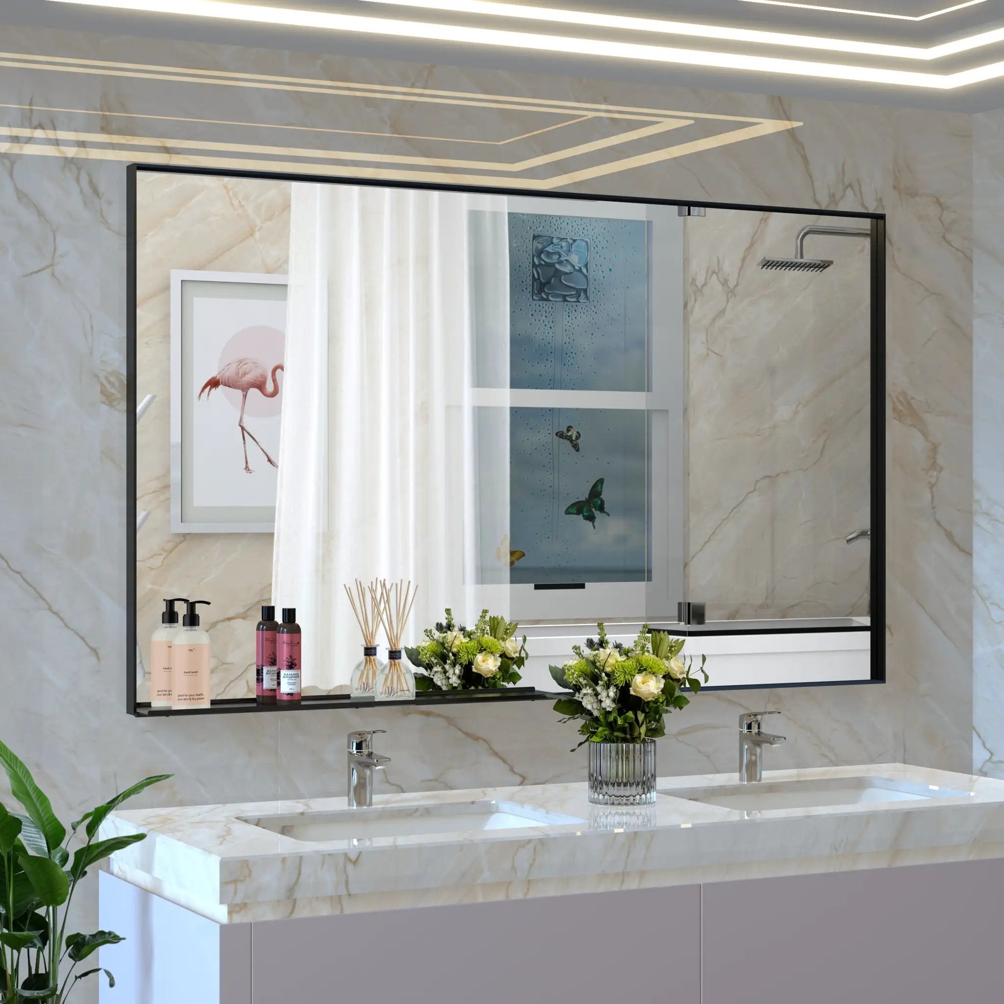 60" x 36" Oversized Modern Rectangle Bathroom Mirror by HouseOfZazla