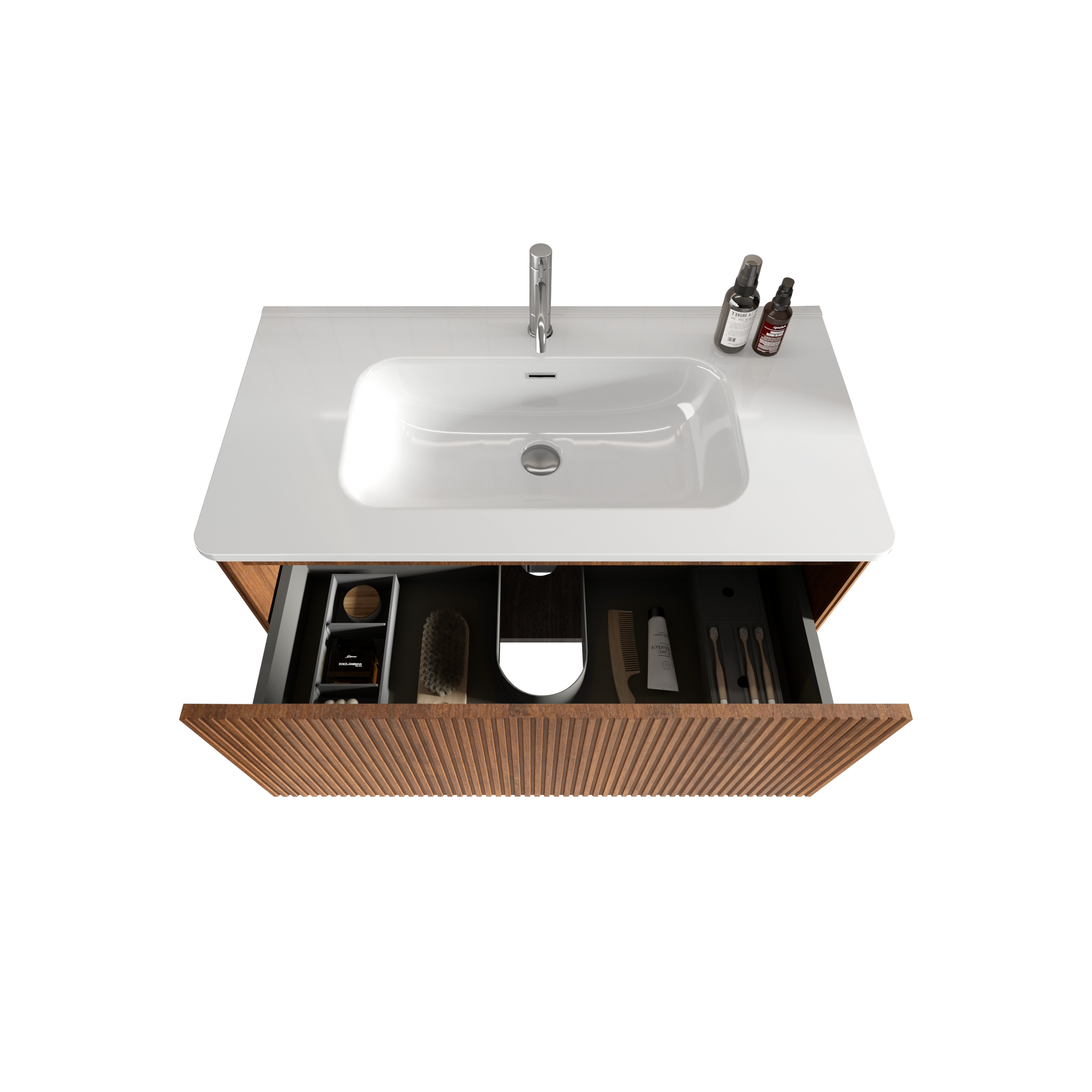 Etna 36" Striped Walnut Floating Bathroom Vanity by HouseOfZazla