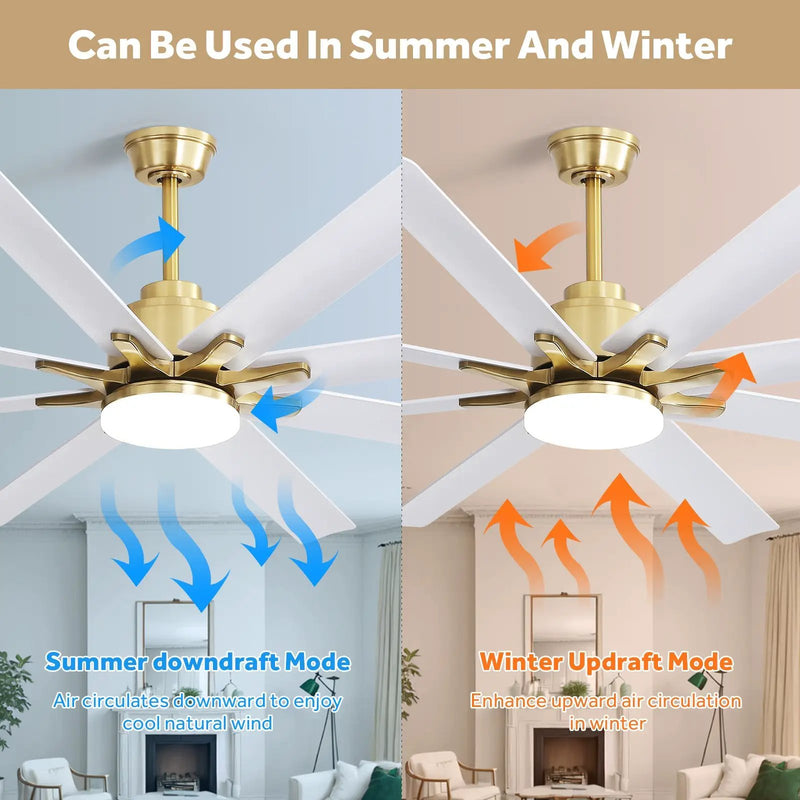 66 Inch Modern Smart Ceiling Fan with Reversible DC Motor and LED Light by HouseOfZazla