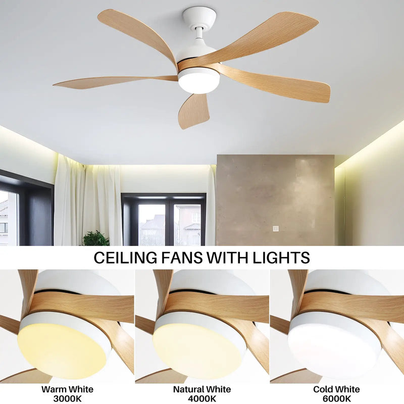 52 Inch Modern Ceiling Fan With 3 Color Dimmable LED Light by HouseOfZazla