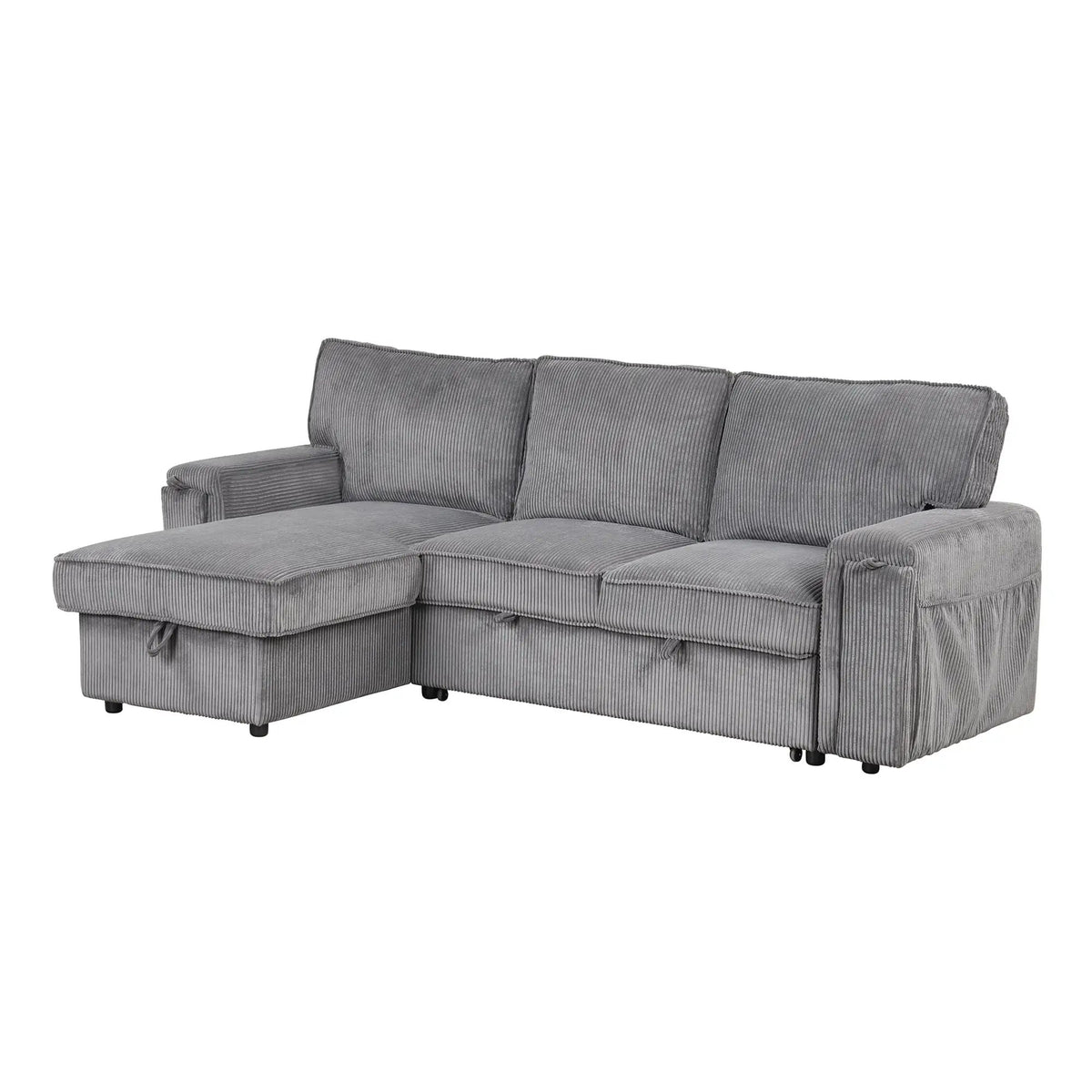 U_STYLE Upholstery Sleeper Sectional Sofa with Storage Bags by HouseOfZazla