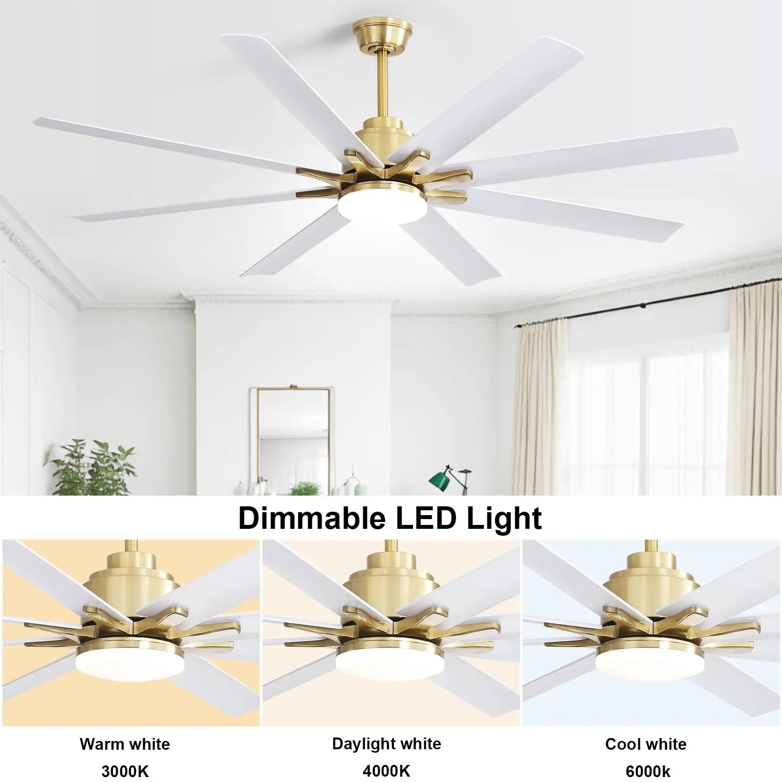 66 Inch Modern Smart Ceiling Fan with Reversible DC Motor and LED Light by HouseOfZazla