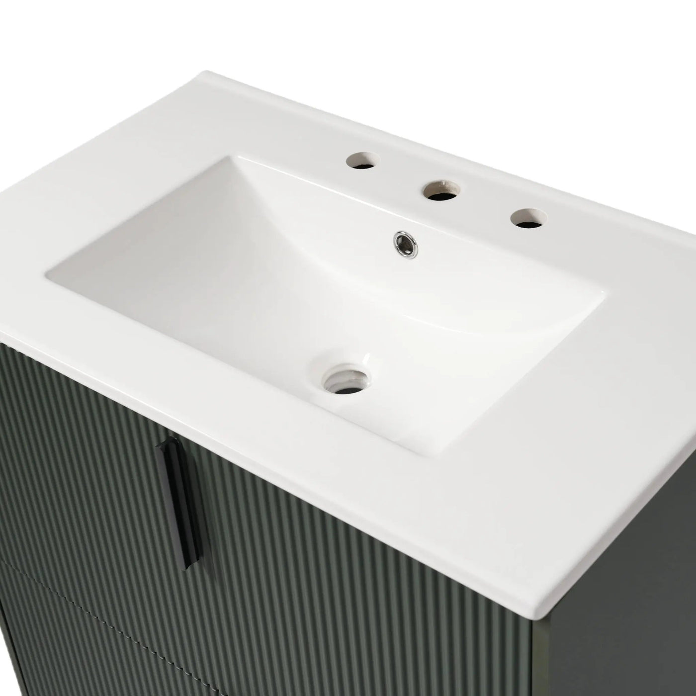 Bathroom Vanity With Ceramic Sink, Fluted Design by HouseOfZazla