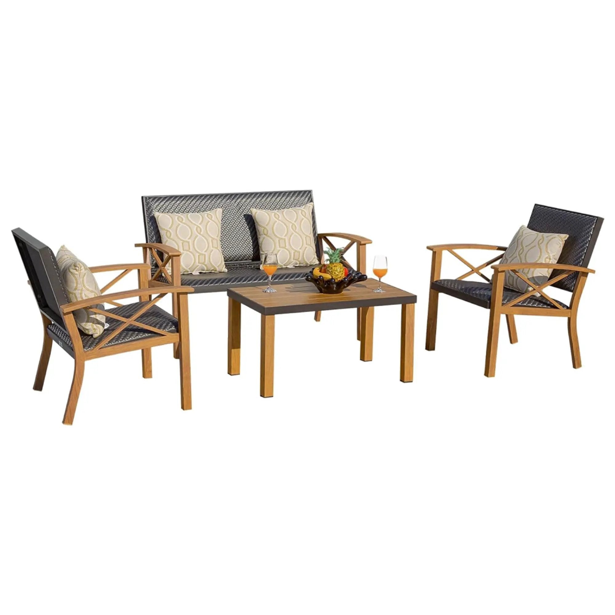 Aluminum Patio Furniture Set, 4-Piece Modern Conversation Set by HouseOfZazla