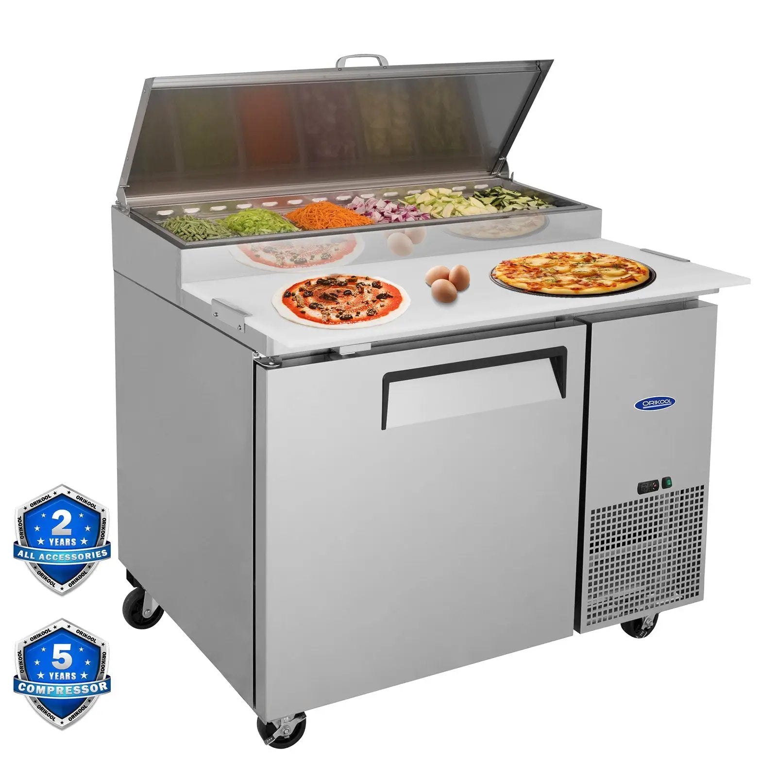 Orikool 44 Inch Commercial Pizza Prep Table with Refrigerator by HouseOfZazla