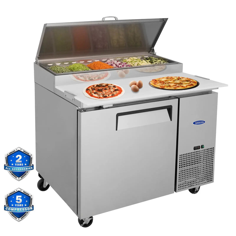 Orikool 44 Inch Commercial Pizza Prep Table with Refrigerator by HouseOfZazla