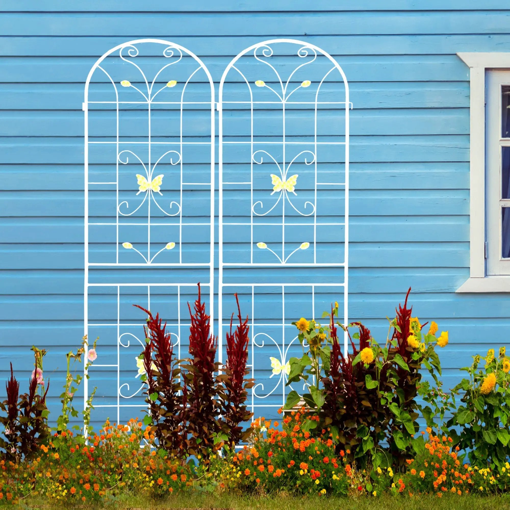 2 Pack Metal Garden Trellis 86.7" x 19.7" by HouseOfZazla