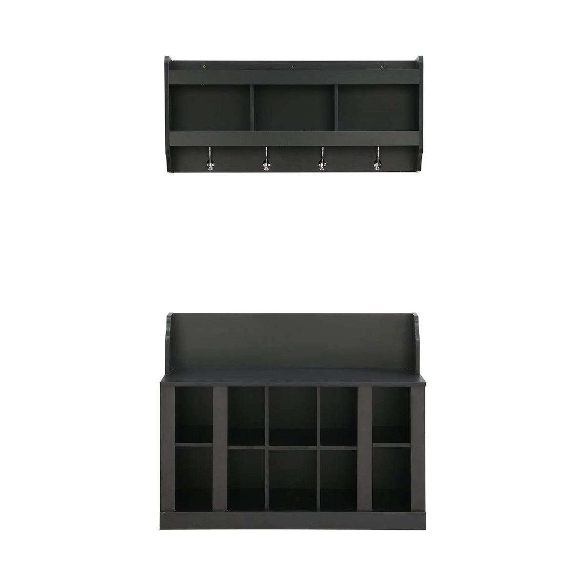 ON-TREND Shoe Storage Bench with Shelves and Hooks by HouseOfZazla