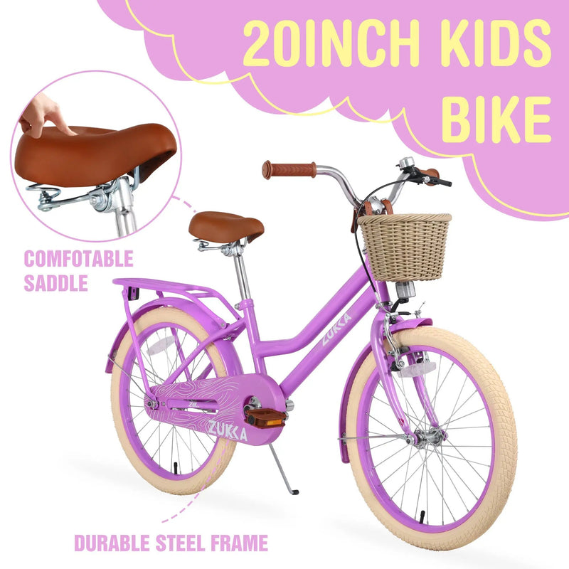 Girls Bike with Basket for Ages 7-10 Years - 20 Inch Wheels by HouseOfZazla