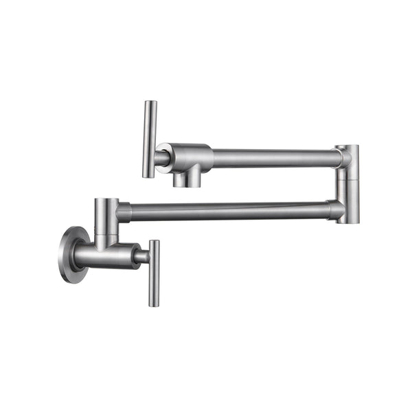 Wall Mount Folding Kitchen Pot Filler Faucet with Folding Arm - Brass, photo 2 of 10