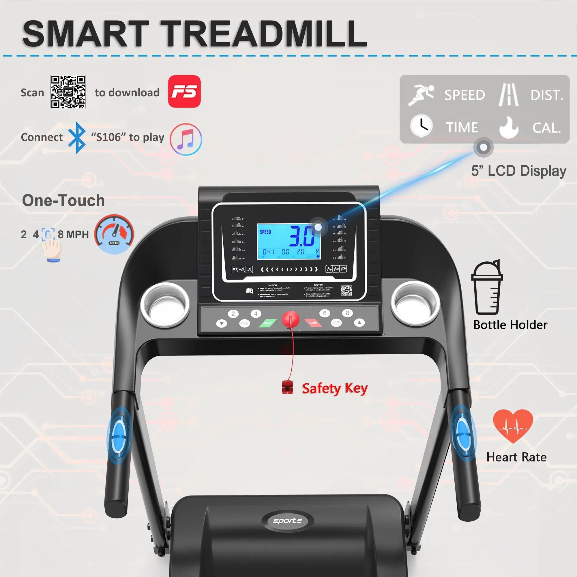 Fitshow App Home Foldable Treadmill with Incline by HouseOfZazla