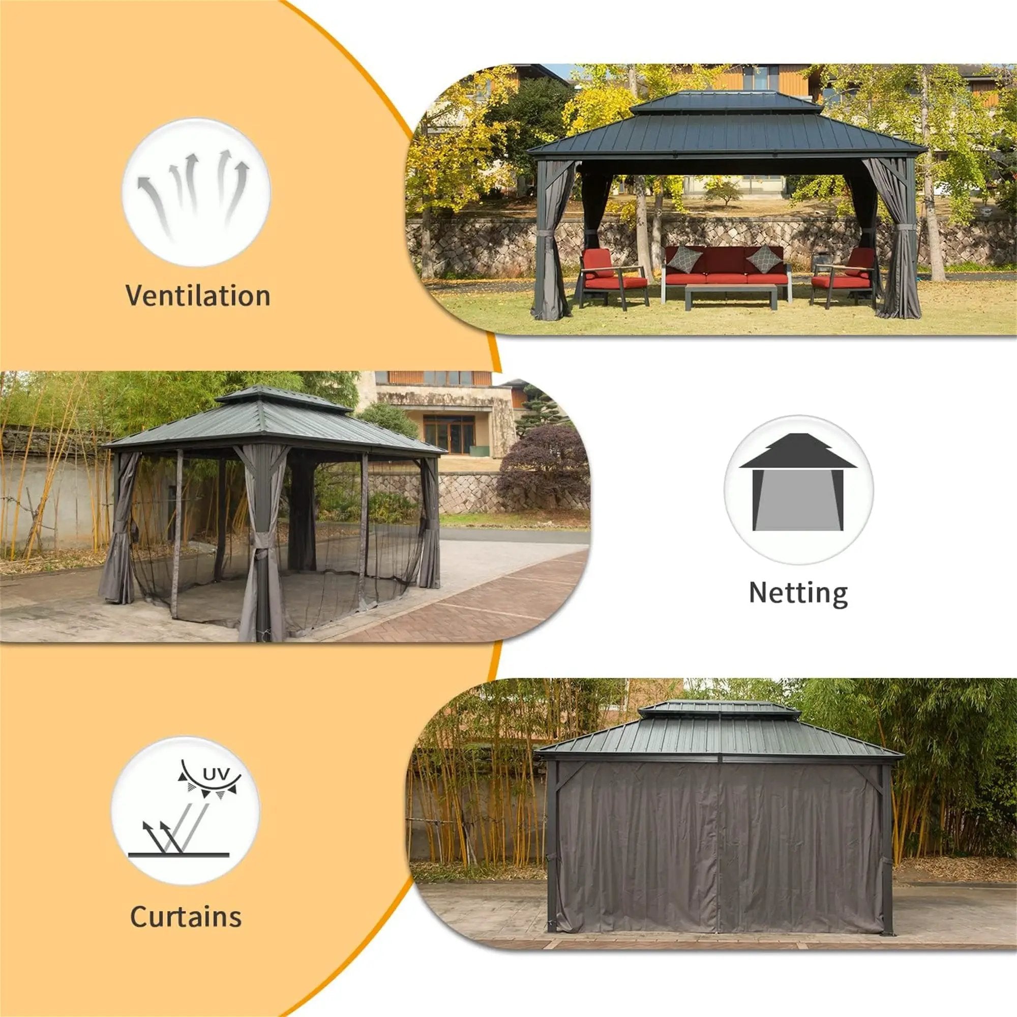 10' X 14' Hardtop Aluminum Gazebo with Steel Canopy by HouseOfZazla
