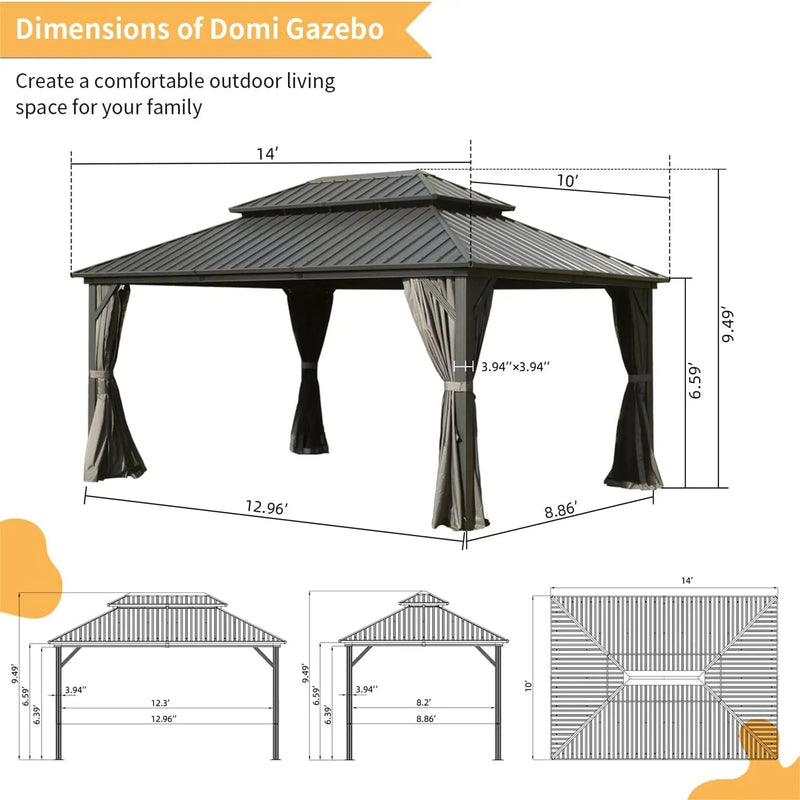 10' X 14' Hardtop Aluminum Gazebo with Steel Canopy by HouseOfZazla