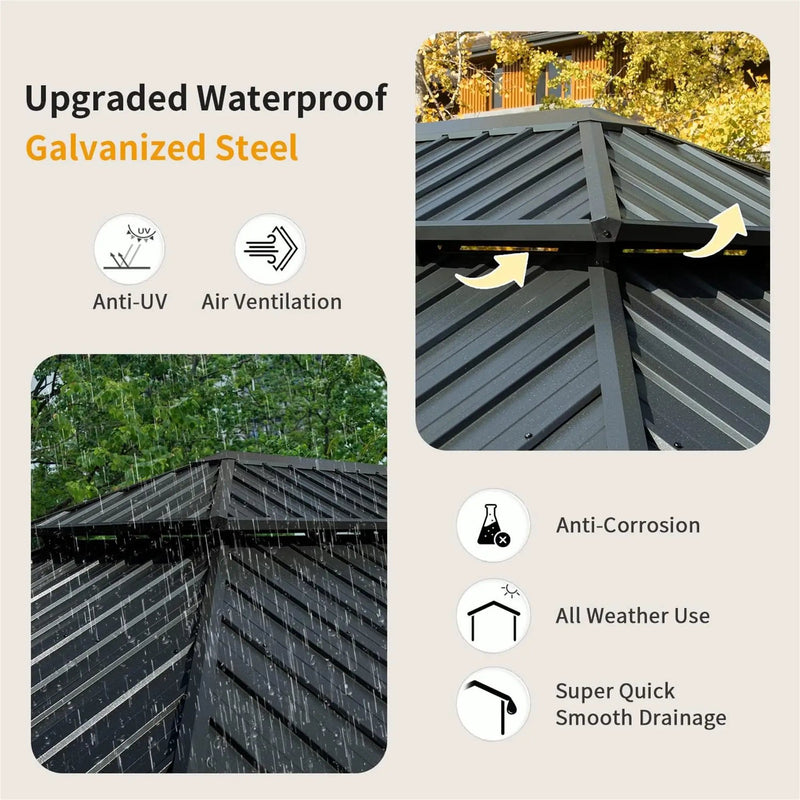 10' X 14' Hardtop Aluminum Gazebo with Steel Canopy by HouseOfZazla