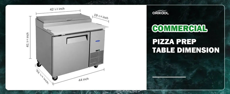 Orikool 44 Inch Commercial Pizza Prep Table with Refrigerator by HouseOfZazla