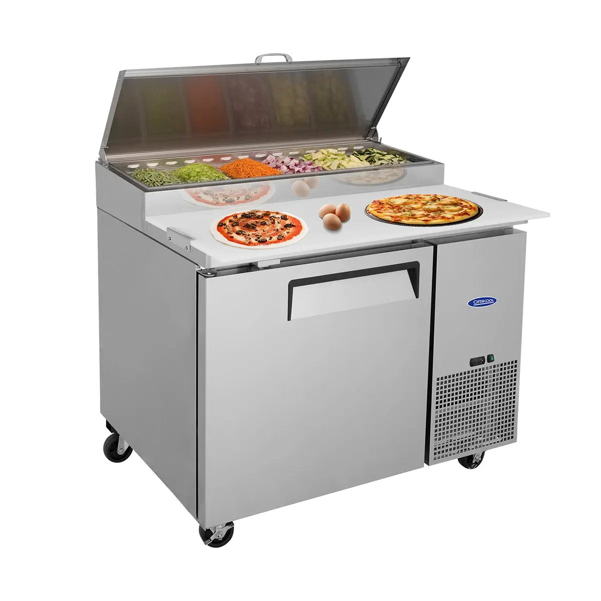 Orikool 44 Inch Commercial Pizza Prep Table with Refrigerator by HouseOfZazla