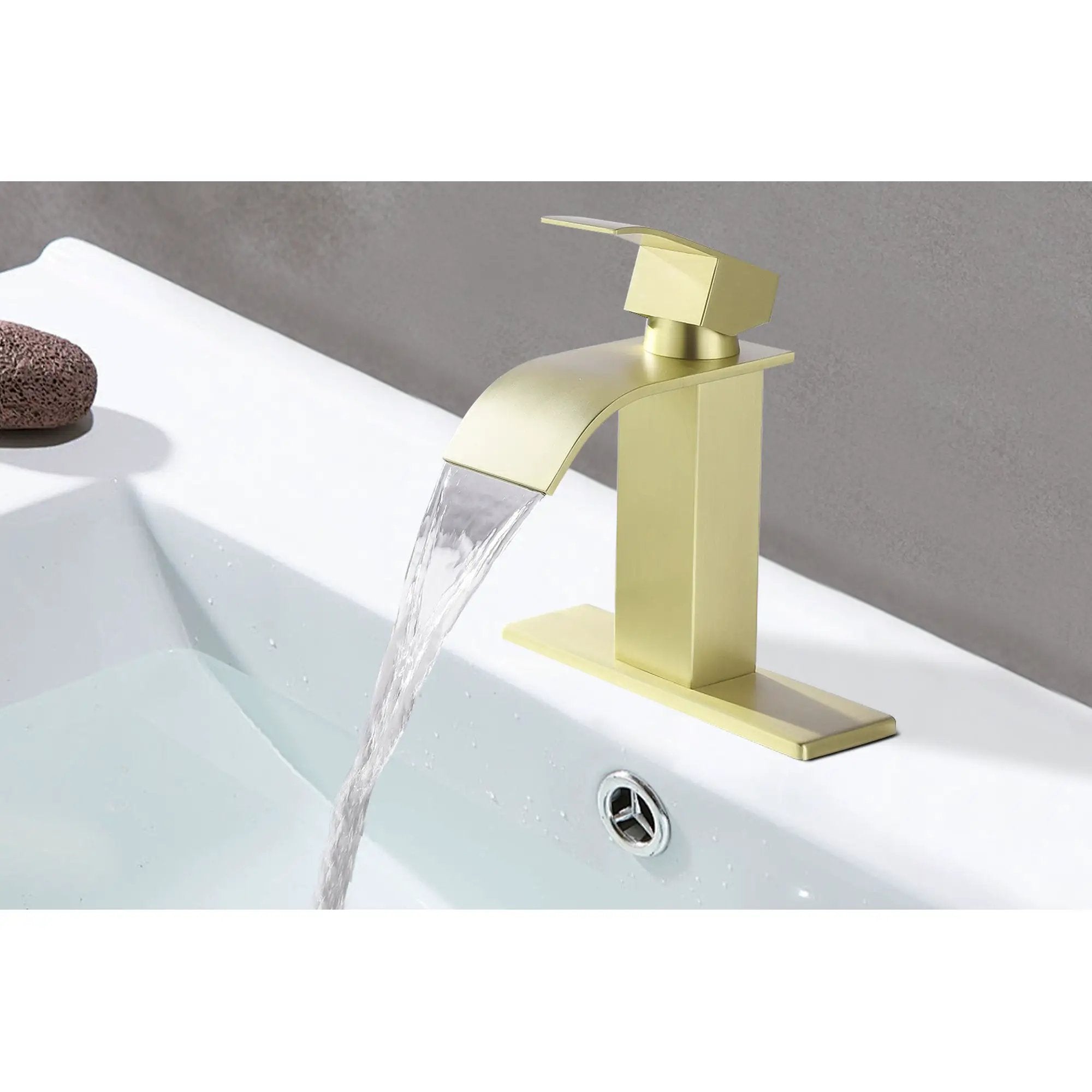 Waterfall Spout Bathroom Sink Single Handle Faucet with Pop-Up Drain (with Overflow) by HouseOfZazla