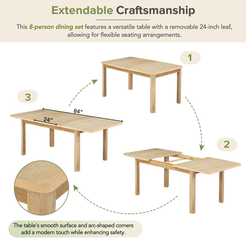 TOPMAX Rustic Extendable 84inch Dining Table Set by HouseOfZazla