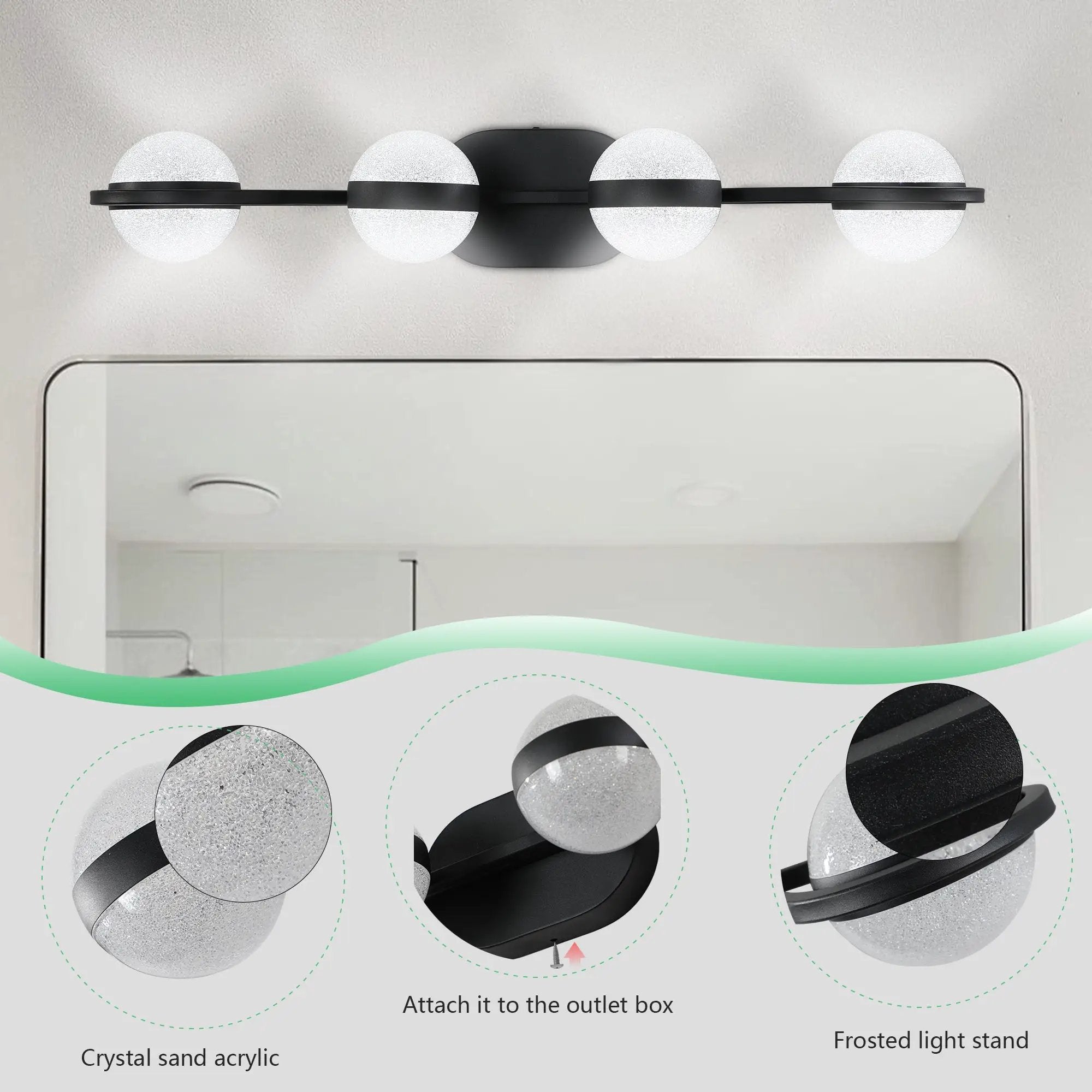 30" Black Minimalist LED Bathroom Vanity Light by HouseOfZazla