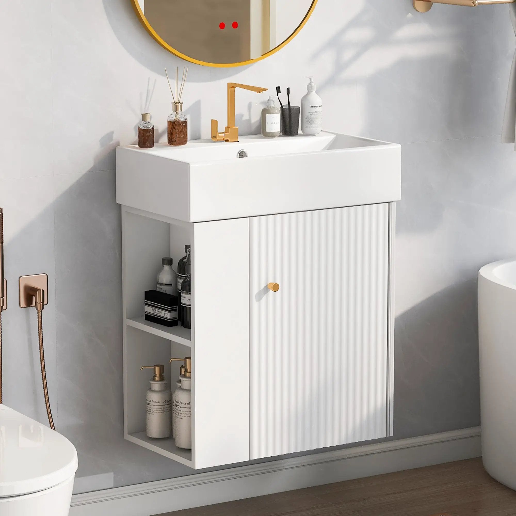 21.6-Inch Modern Floating Bathroom Vanity with Ceramic Basin by HouseOfZazla