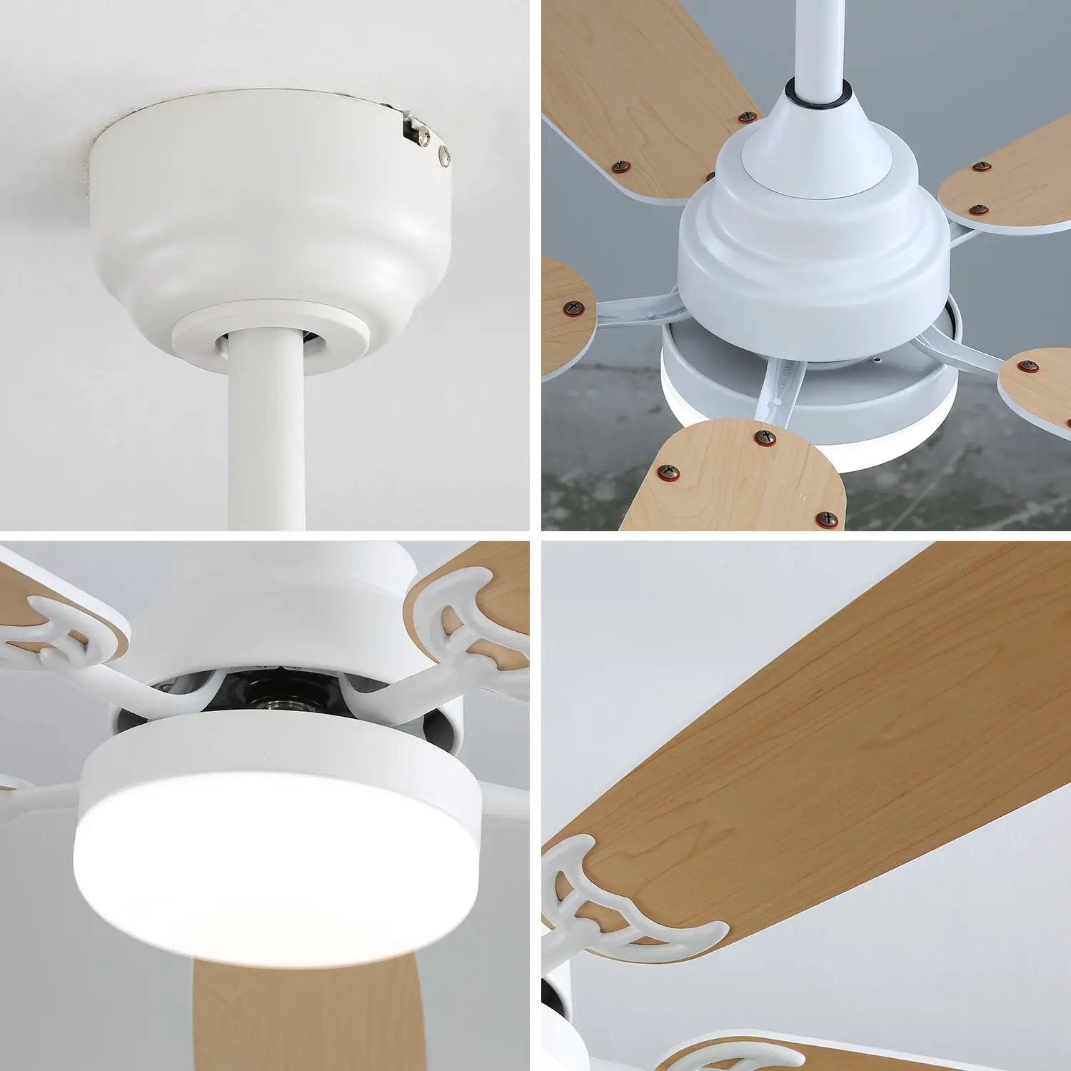 Indoor Modern 52 Inch Ceiling Fan with LED Light and Remote Control by HouseOfZazla