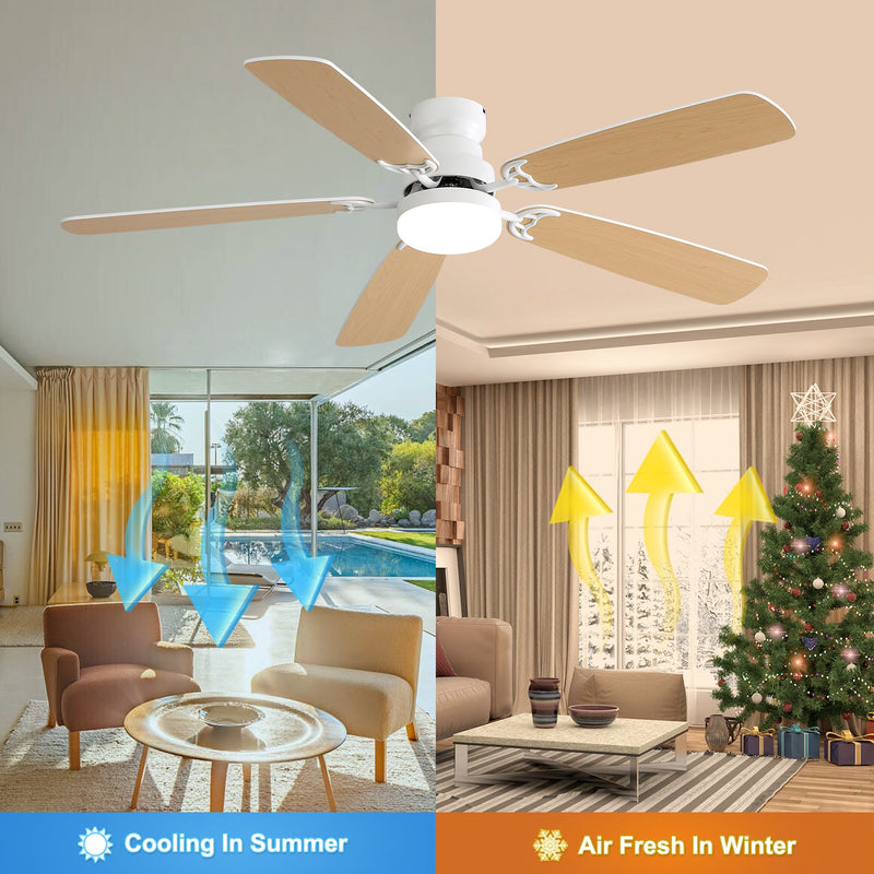 Indoor Modern 52 Inch Ceiling Fan with 6-Speed Remote and LED Light by HouseOfZazla