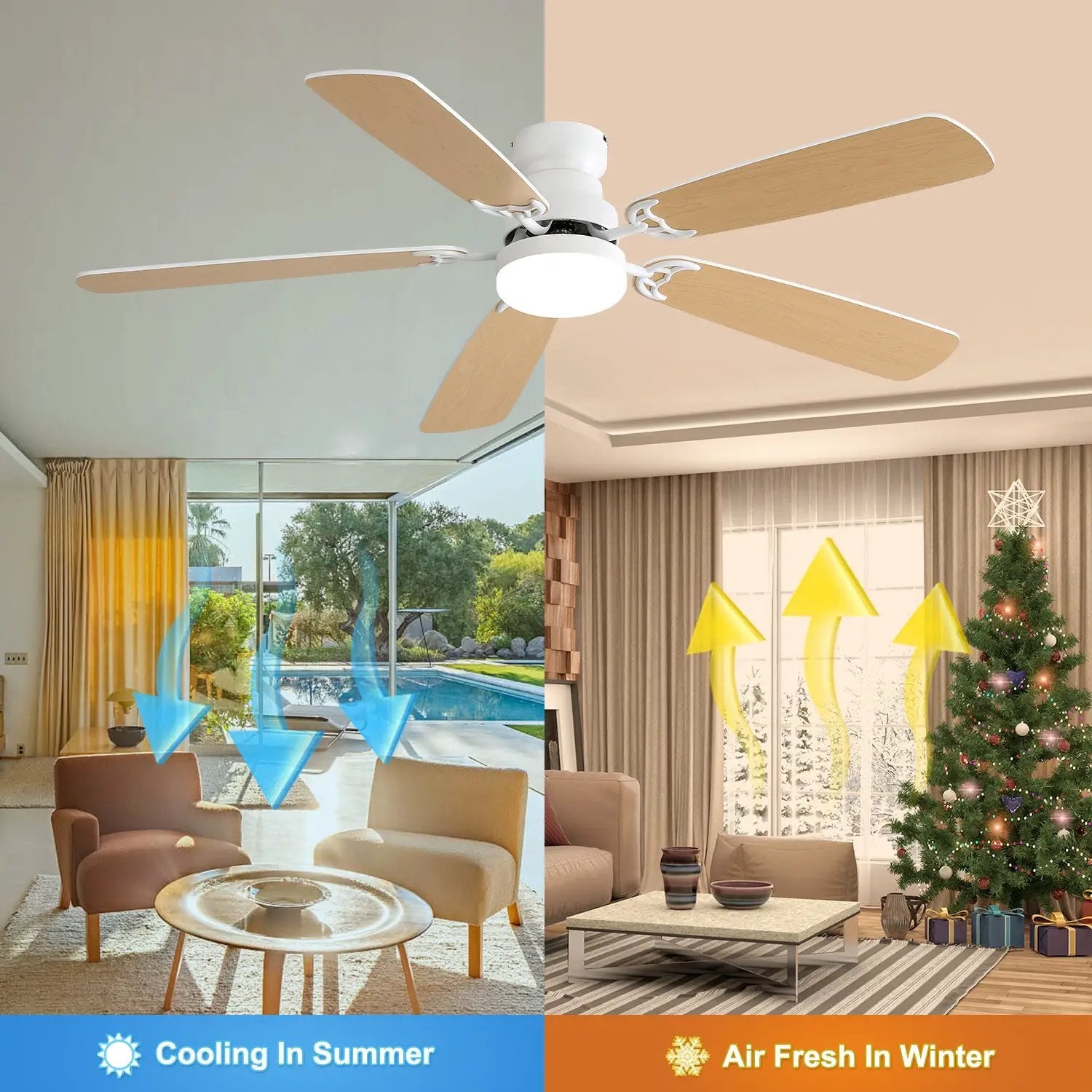 Indoor Modern 52 Inch Ceiling Fan with LED Light and Remote Control by HouseOfZazla