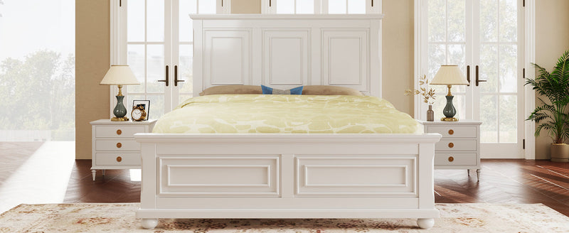 Pinewood Vintage Tall Headboard King Bed Frame with Classic Details - White, photo 4 of 10