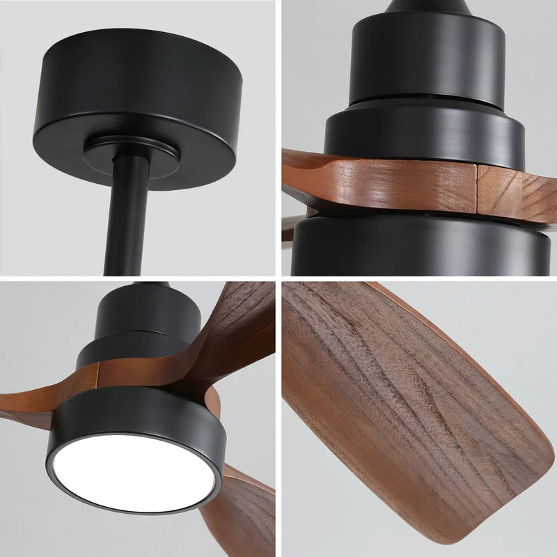 48 Inch Wood Ceiling Fan With 3 Solid Wood Blades and Remote Control by HouseOfZazla