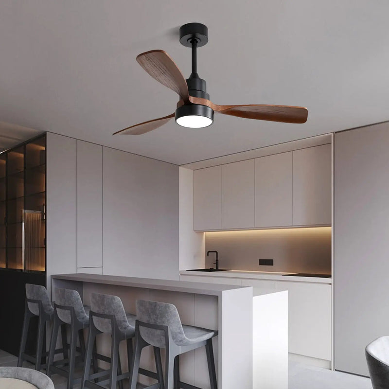 48 Inch Wood Ceiling Fan With 3 Solid Wood Blades and Remote Control by HouseOfZazla