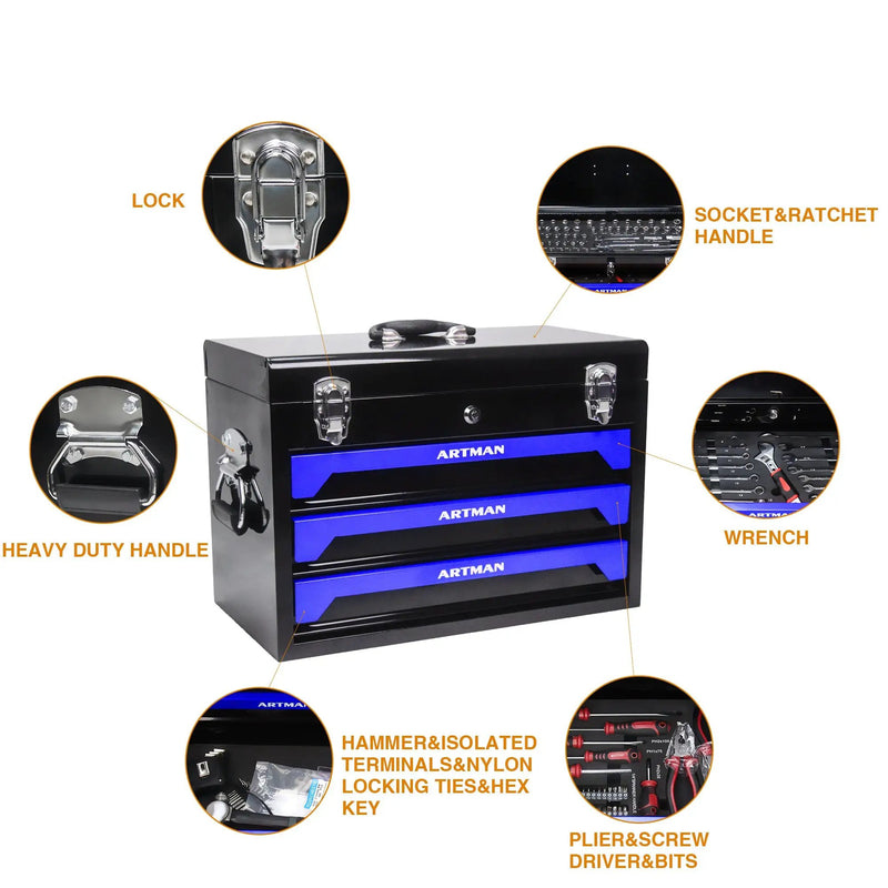 20'' Portable 3-Drawer Steel Toolbox by HouseOfZazla