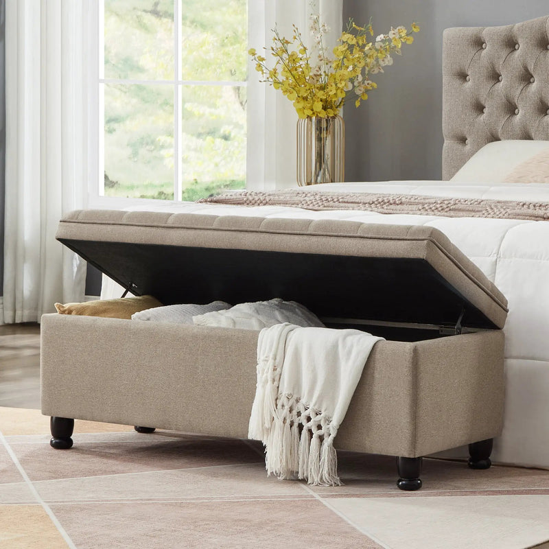 Upholstered Tufted Button Storage Bench by HouseOfZazla