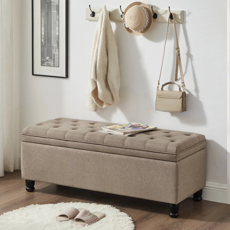 Upholstered Tufted Button Storage Bench by HouseOfZazla