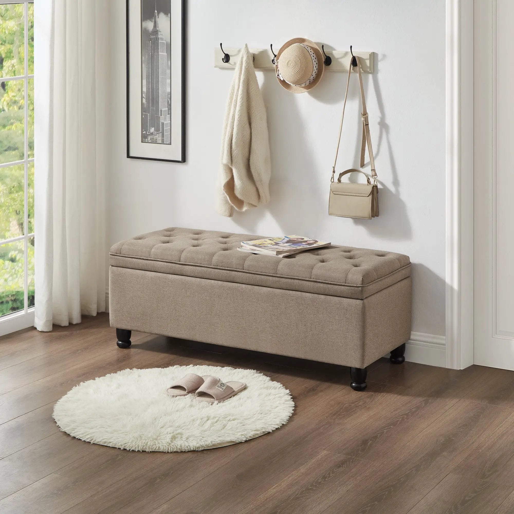Upholstered Tufted Button Storage Bench by HouseOfZazla