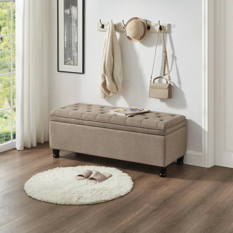 Upholstered Tufted Button Storage Bench by HouseOfZazla