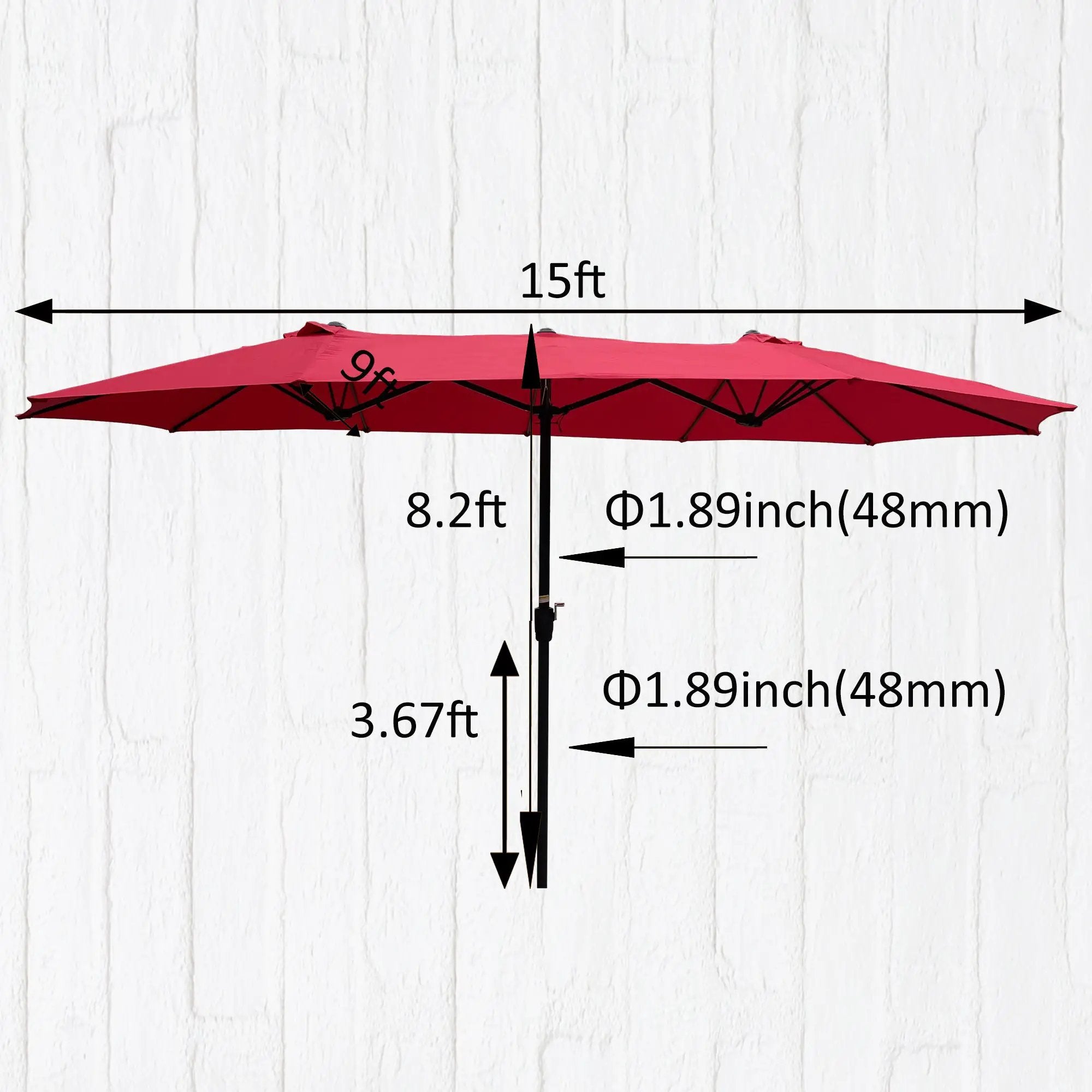 15Ft x 9Ft Double-Sided Patio Umbrella by HouseOfZazla