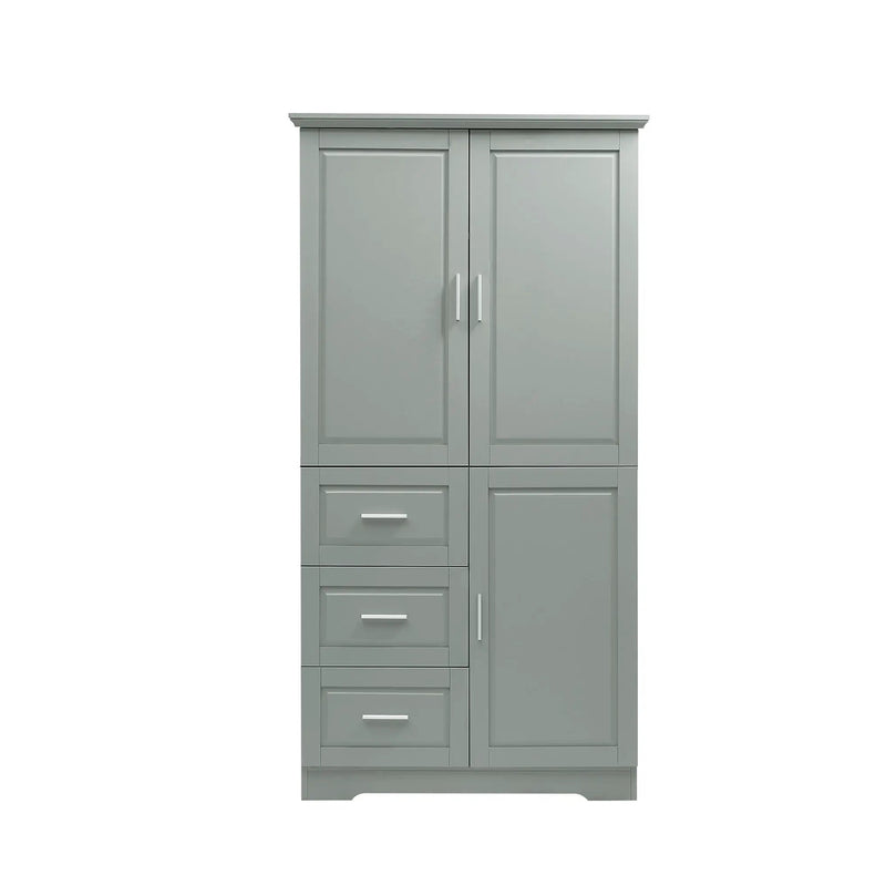 Tall and Wide Storage Cabinet with Doors for Bathroom or Office, Grey by HouseOfZazla