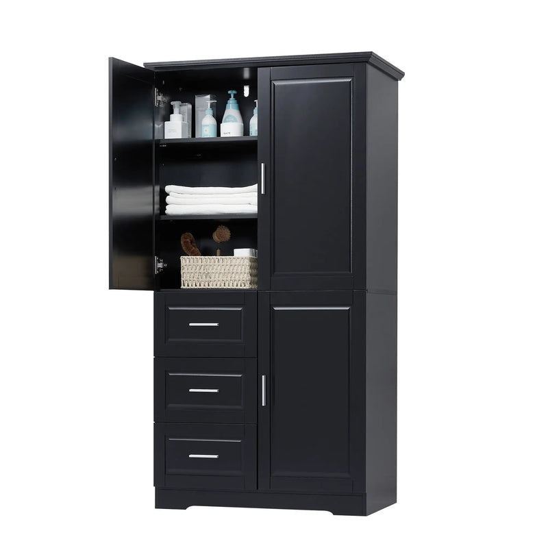 Tall and Wide Storage Cabinet with Doors for Bathroom/Office by HouseOfZazla